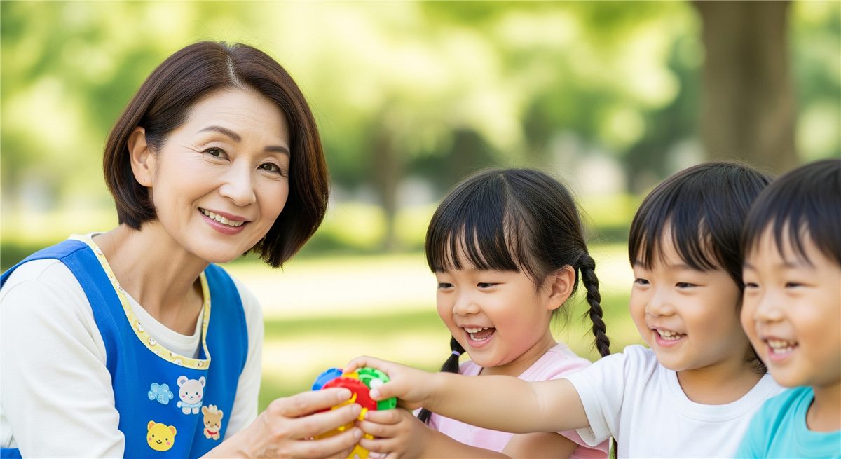 保育士がお子さまに寄り添う様子